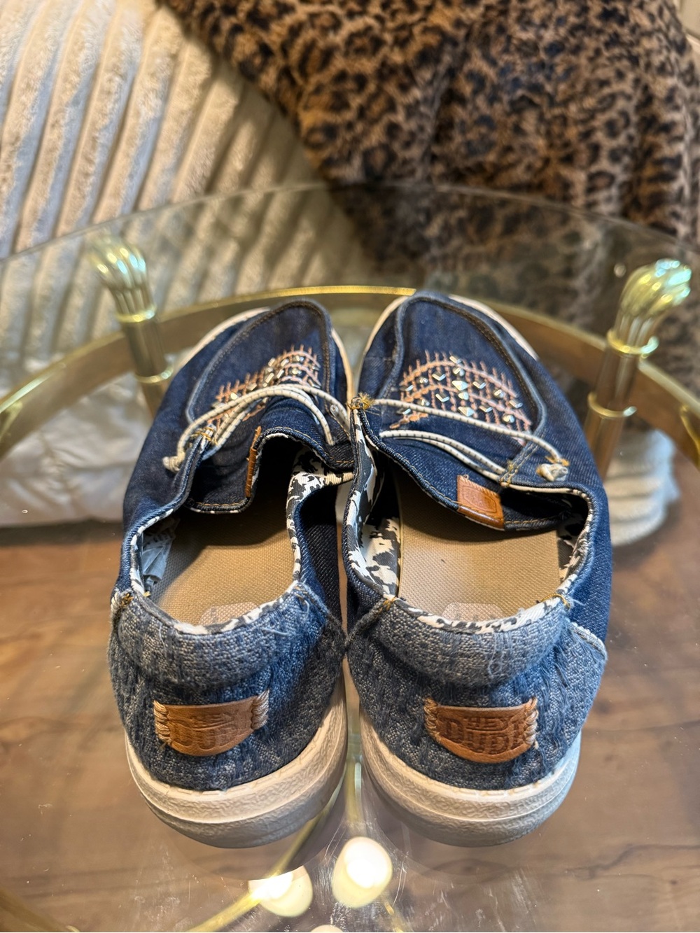 Hey Dude Navy Canvas Embroidered Slip-On Shoes - Picture 2 of 2